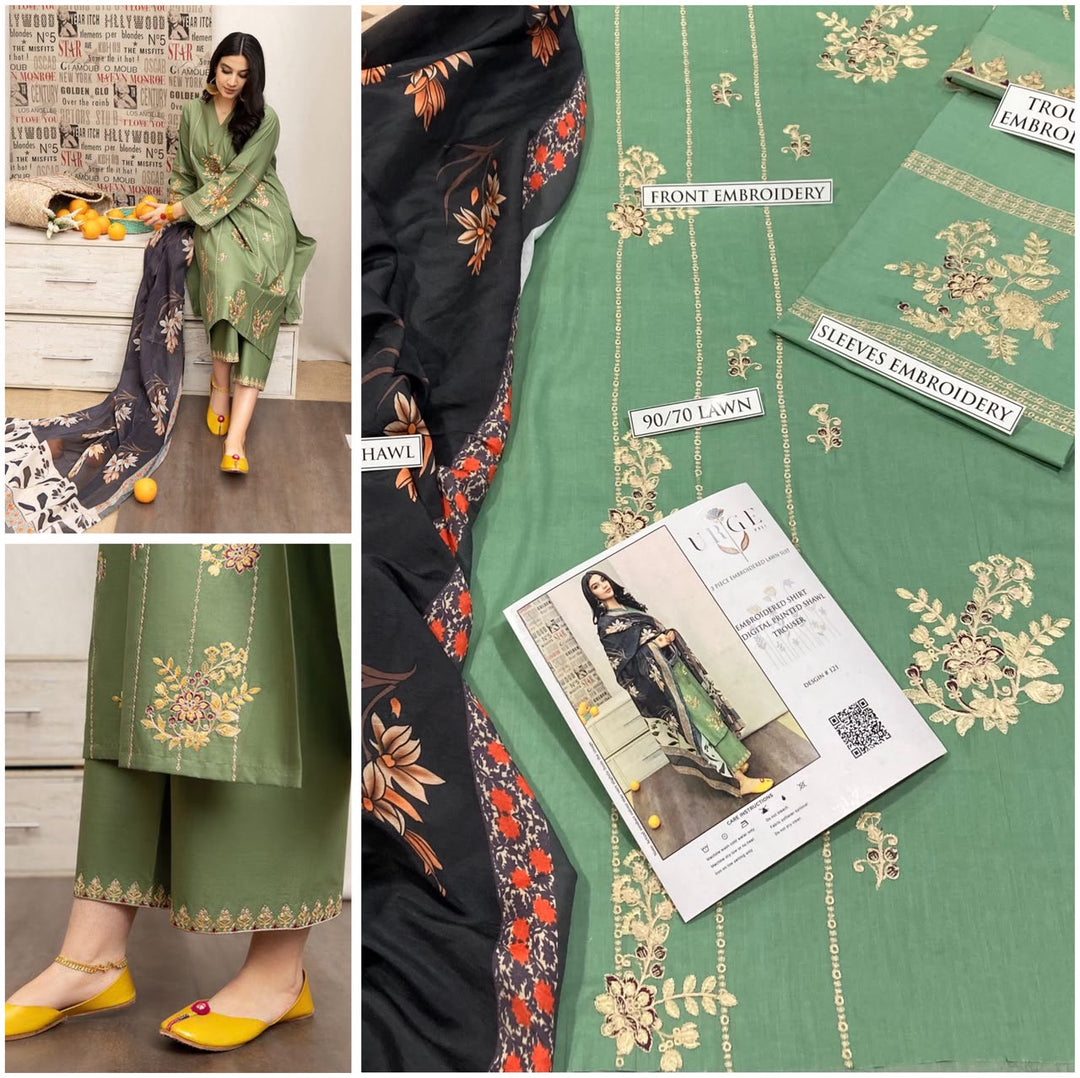 URGE PURE LAWN 3PC EMBROIDERED