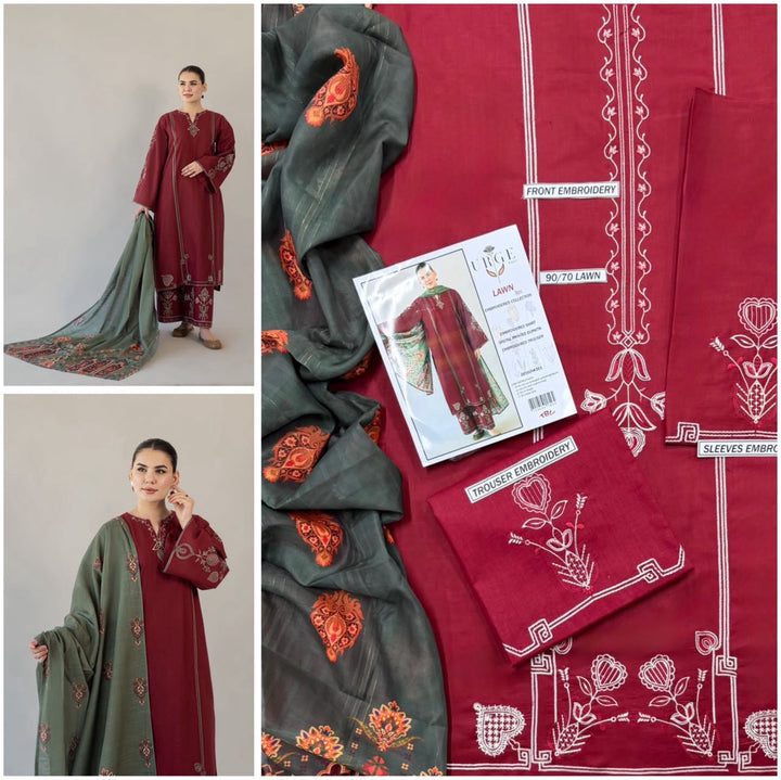 URGE PURE LAWN 3PC EMBROIDERED