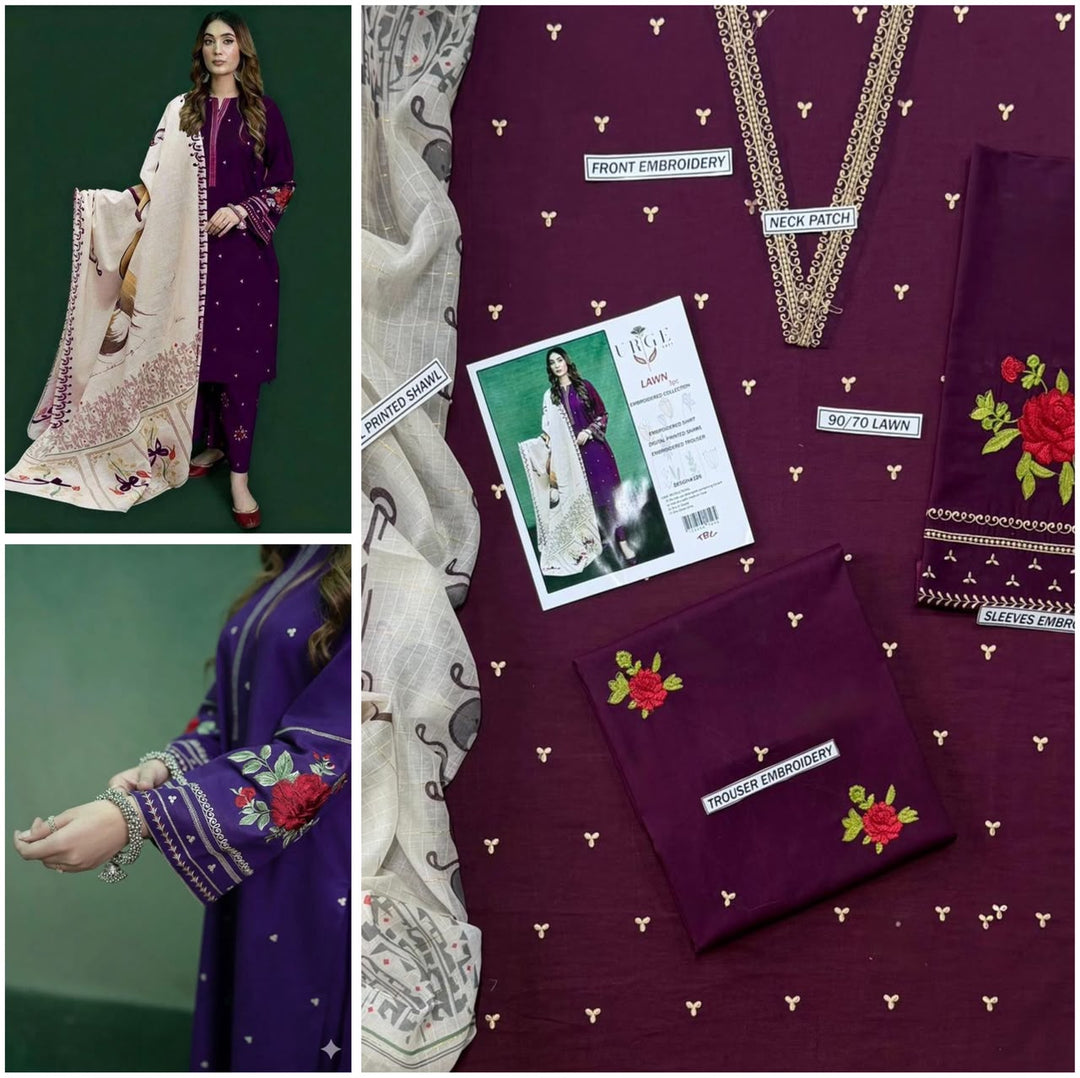 URGE PURE LAWN 3PC EMBROIDERED