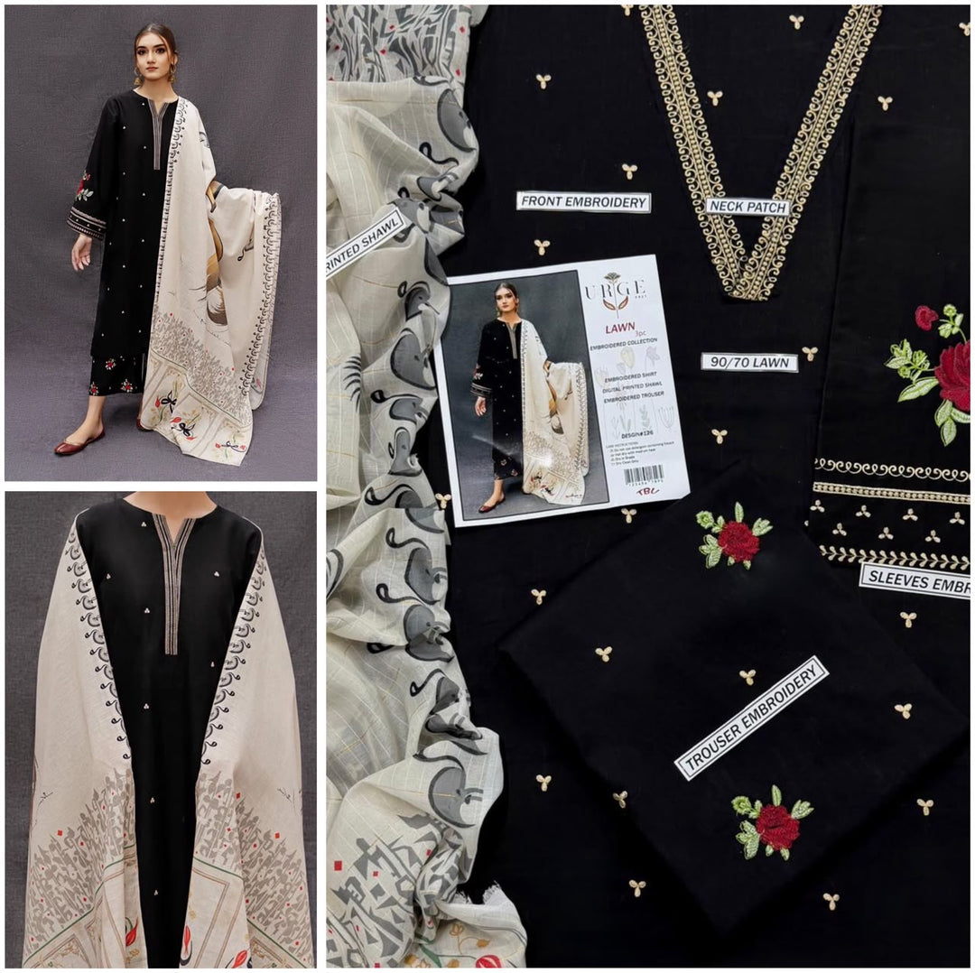 URGE PURE LAWN 3PC EMBROIDERED
