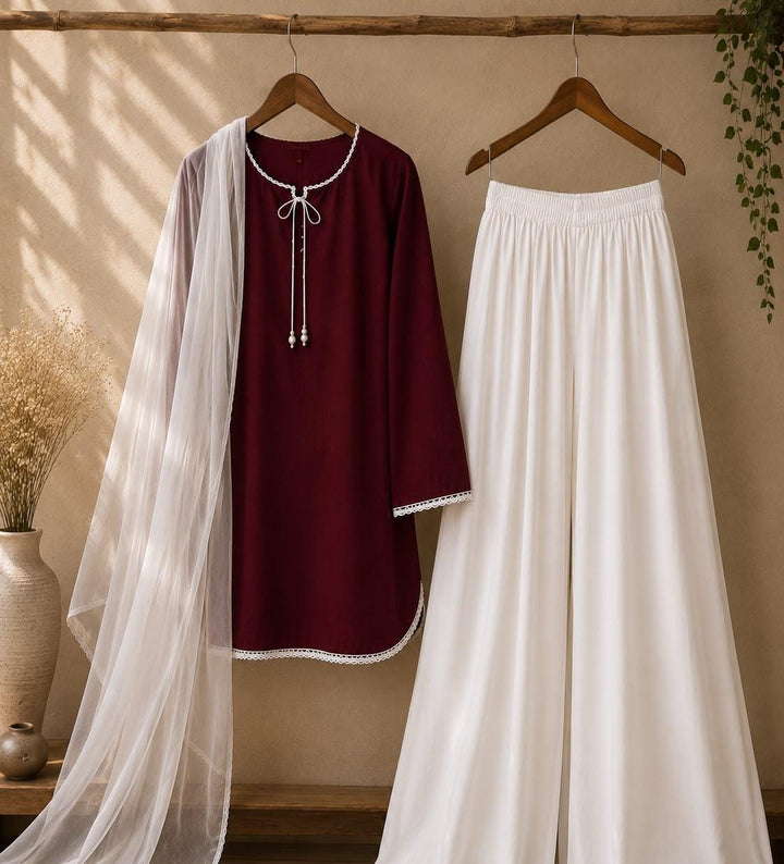3-Piece Stitched Collection With FARSHI Shalwar