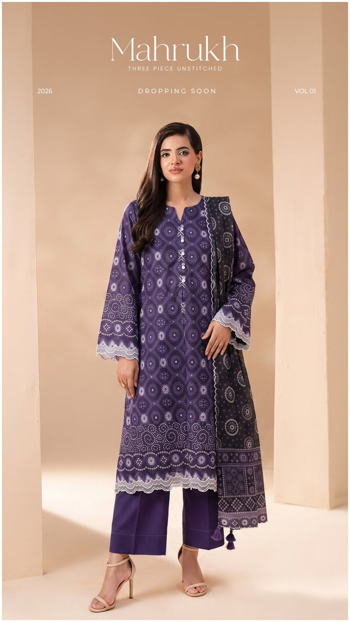 GJ FASHION `  Front Luxury Lawn Digital Printed