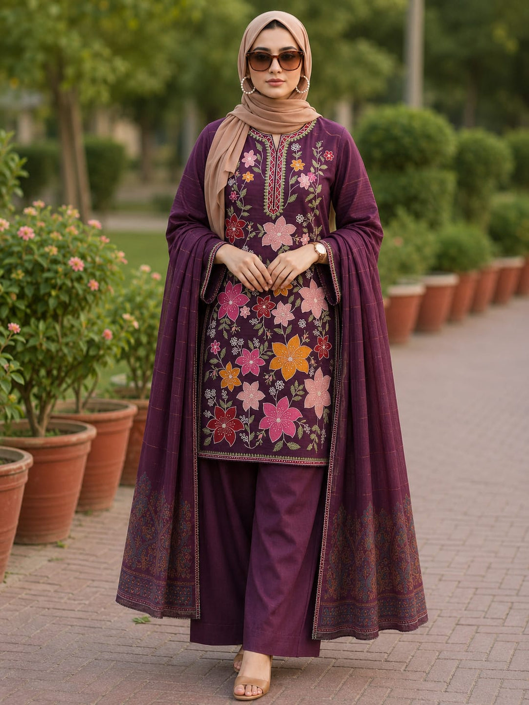 Bareeza  Emb doria lawn shirt